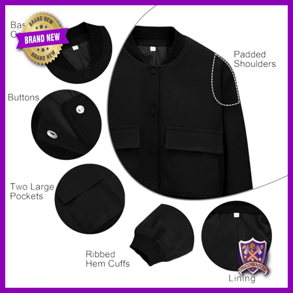 Cropped Bomber Jacket Button Down Long Sleeve Cas… - image 6